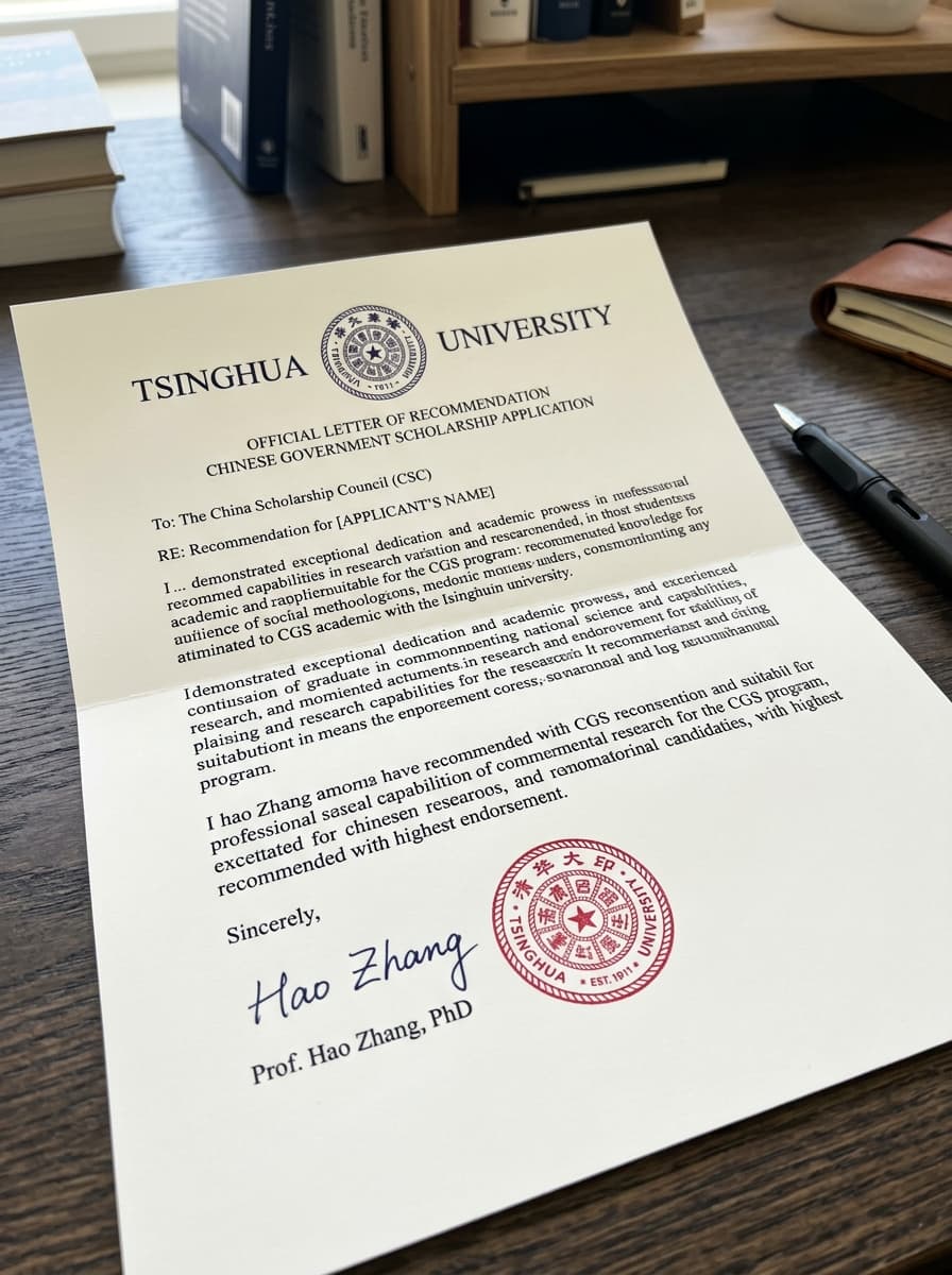 Official Recommendation Letter Sample for CSC Scholarship on University Letterhead