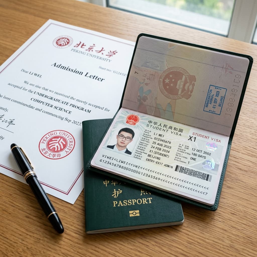 Original international passport for Chinese student visa
