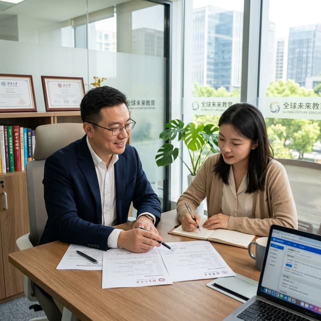 Admissions advisor consulting international student for Chinese scholarship