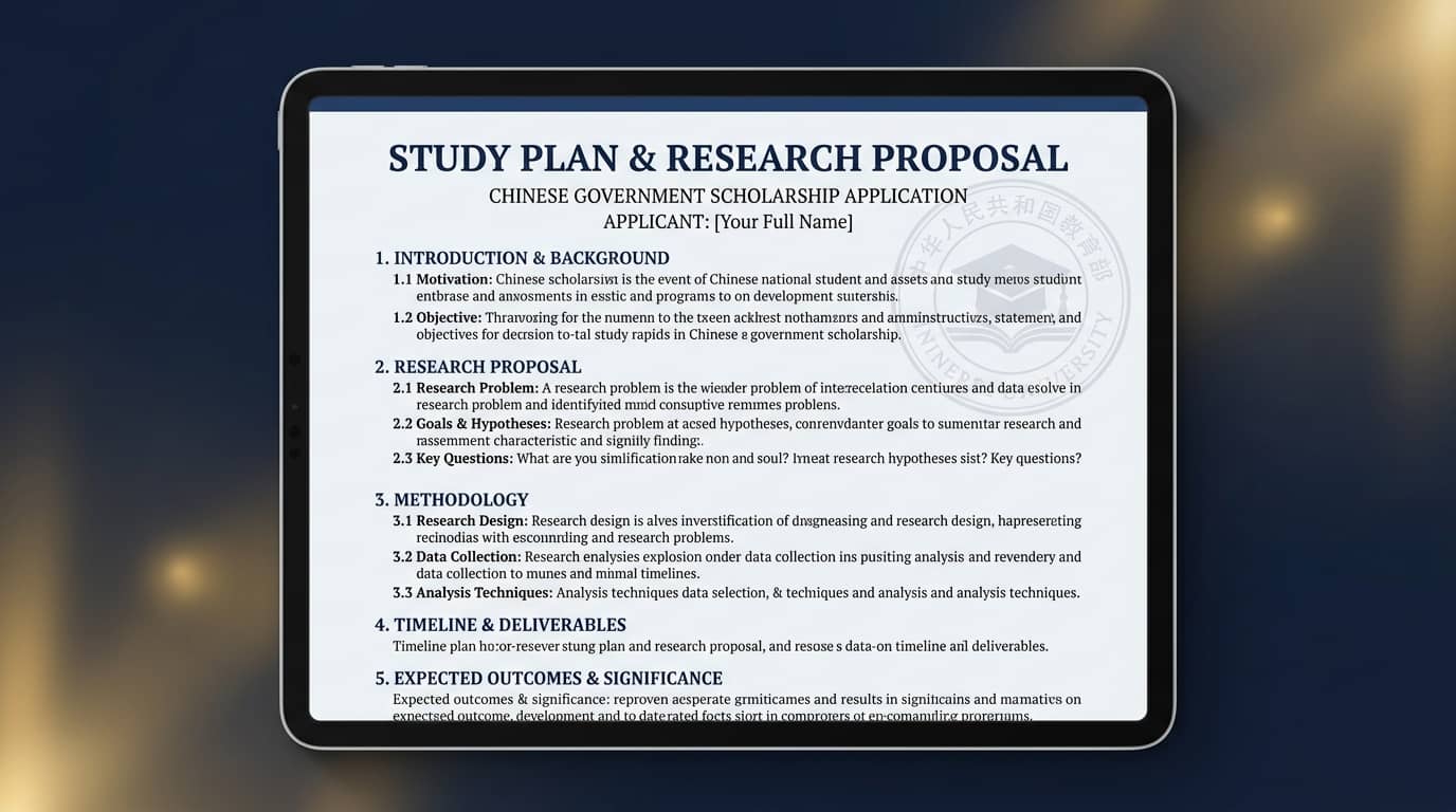CSC scholarship study plan and research proposal sample