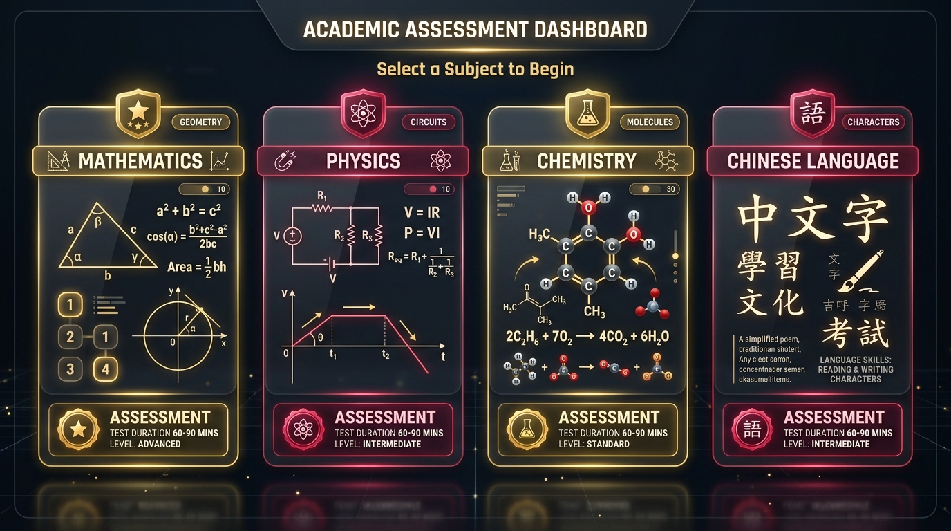 CSCA Exam 2027 Academic Assessment Modules - Mathematics, Physics, Chemistry, Chinese Language