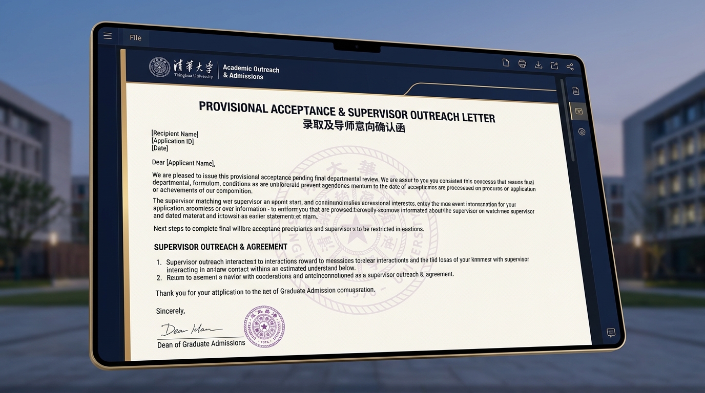 Official Chinese University Provisional Acceptance Form Sample with Stamp